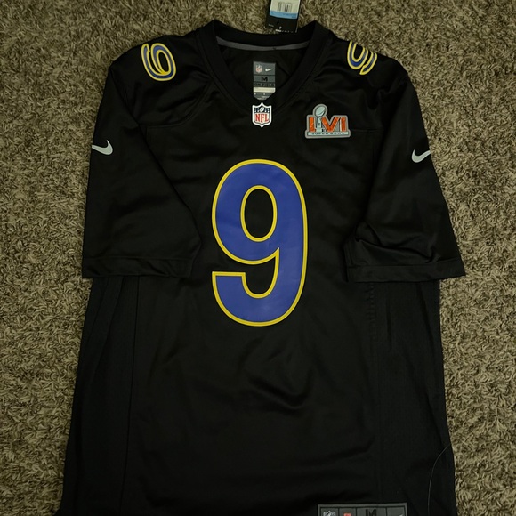 Mens Size Medium Nike Matt Stafford Los Angeles Rams Jersey Black NFL Super Bowl - Picture 3 of 3